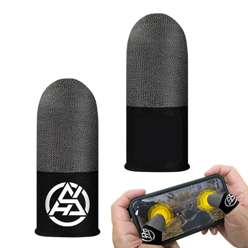 ถุงมือปลายนิ้วสำหรับเล่นเกม2ชิ้นถุงมือบางเฉียบระบายอากาศได้ดีกันเหงื่อหน้าจอสัมผัสปลอกสวมนิ้วสำหรับเล่นเกม