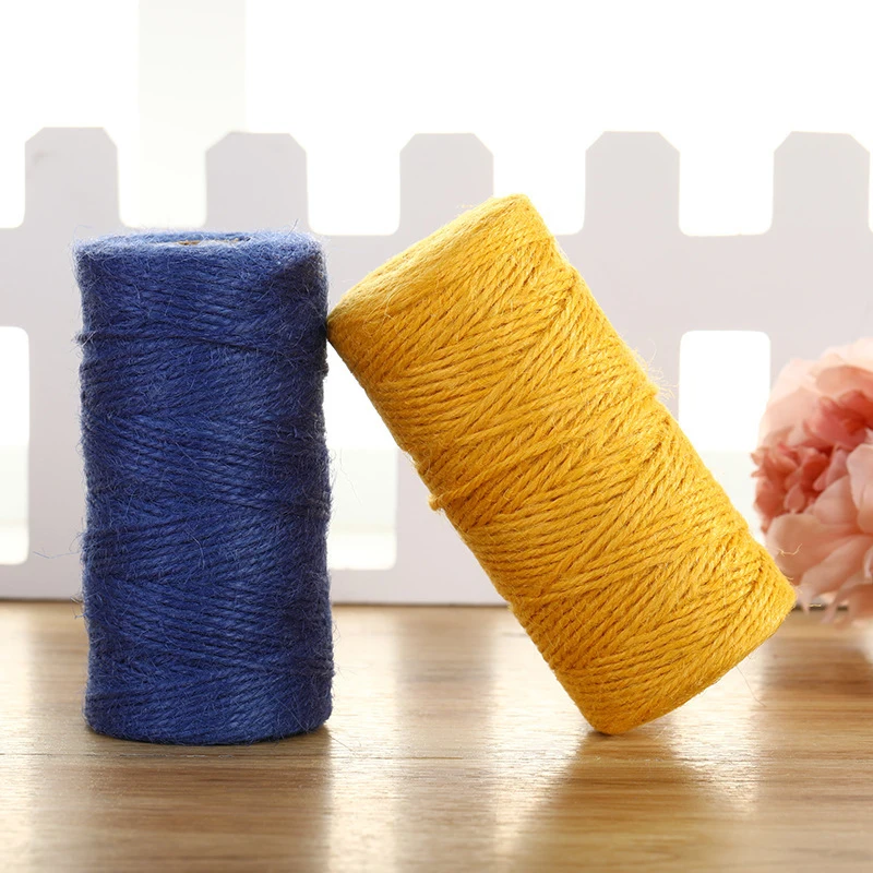 2mm*100m Solid Color Natural Jute Twine DIY Craft String Gift Box Packing Garment Hang Tag Rope