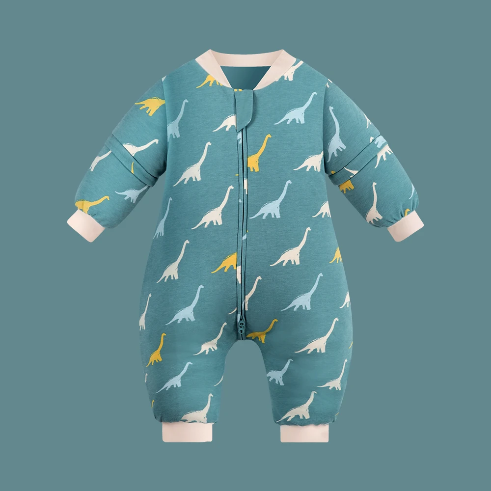 Schlafsack für Kinder von 1–4 Jahren, Nackenschutz, warm, winddicht, 3-Reißverschluss-Design, abnehmbare Ärmel, Baby-Schlafsack, 2,5 Tog