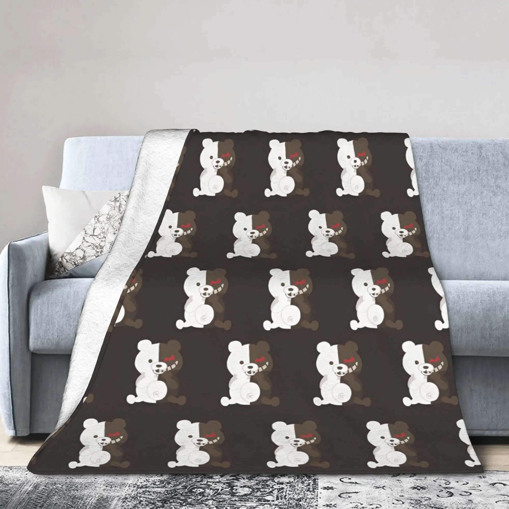 Danganronpa Monokuma Bear Blanket Game Anime Plush Novelty Warm Throw Blankets for Bedspread Decoration Office
