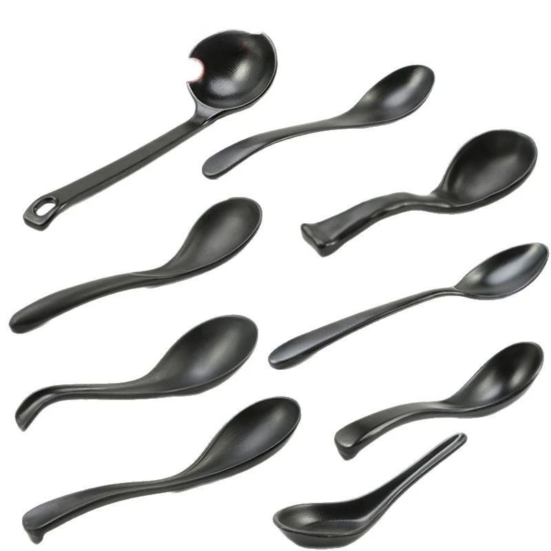 

Commercial restaurant ramen Malatang spoon black long handle spoon plastic