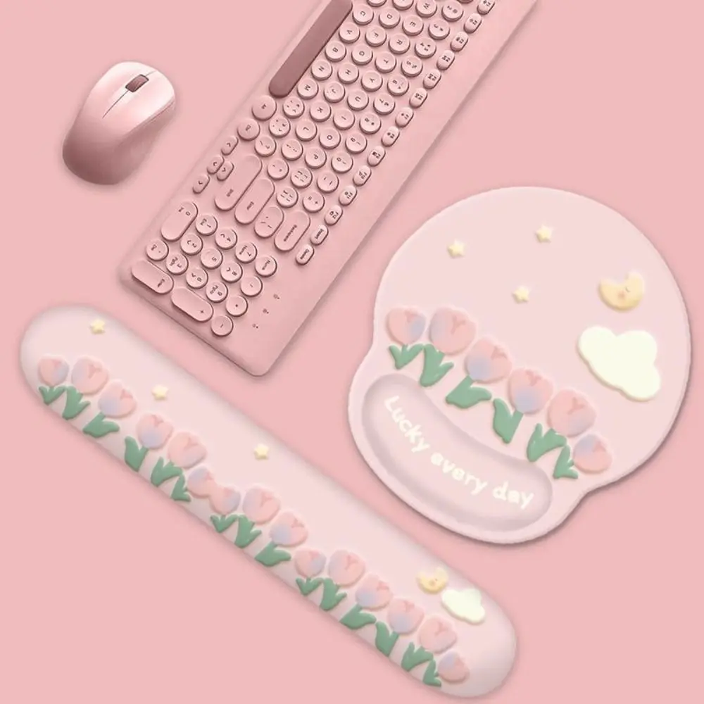 

Non-Slip Tulip Mouse Pad Rubber Base Hand Support Wrist Rest Mouse Pad Literary Ergonomic Mouse Wrist Rest Office Worker