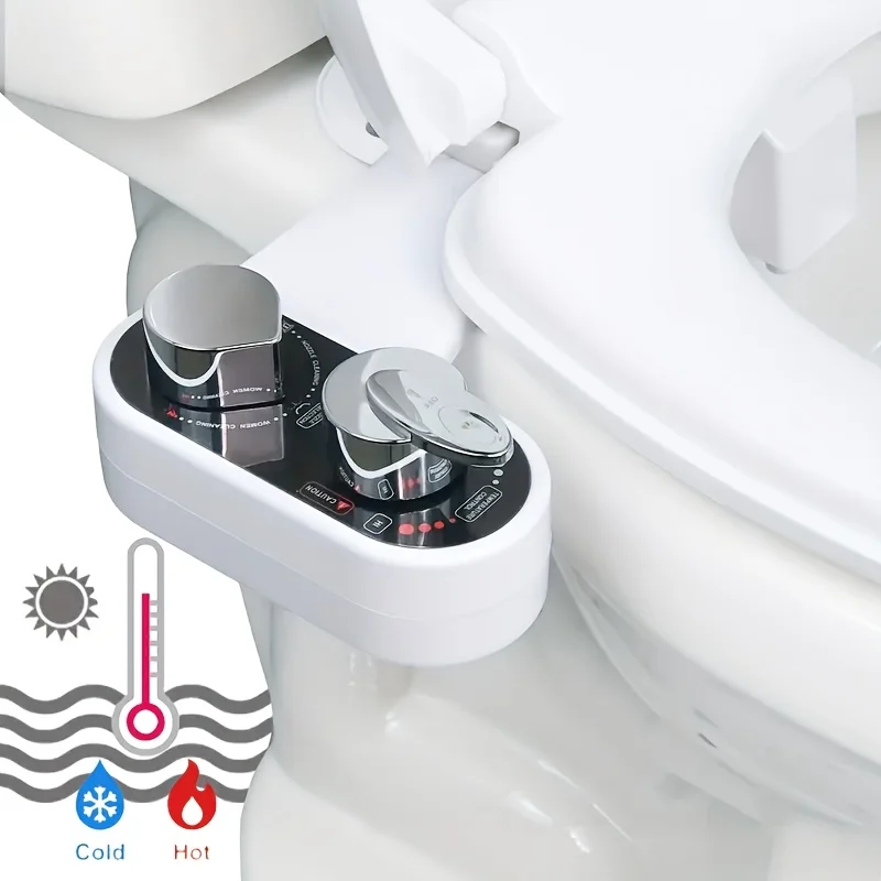 

Toilet Self-Cleaning Hot and Cold Water Spray Head，Front and Rear Washing Dual Nozzles，No Electricity Required，Adjustable water