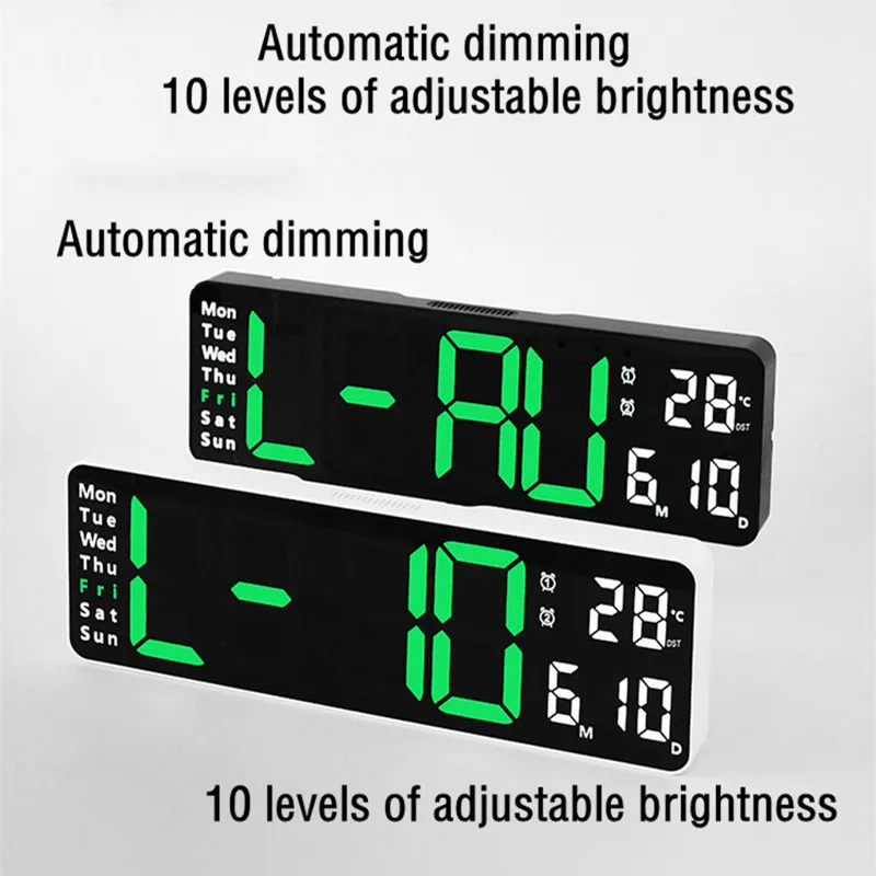 Large Digital Wall Clock Remote Control Temp Date Week Display Timer Countdown Table Clock Wall-mounted Dual Alarms LED Clocks