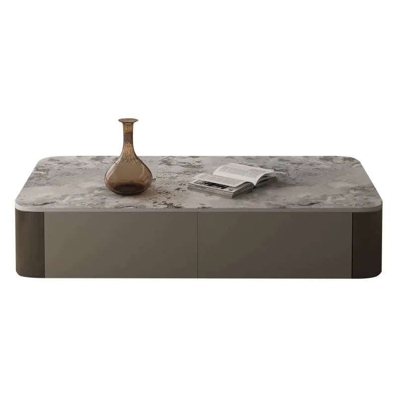 

Living room household rectangular rock slab coffee table TV cabinet modern light luxury high-end tea table