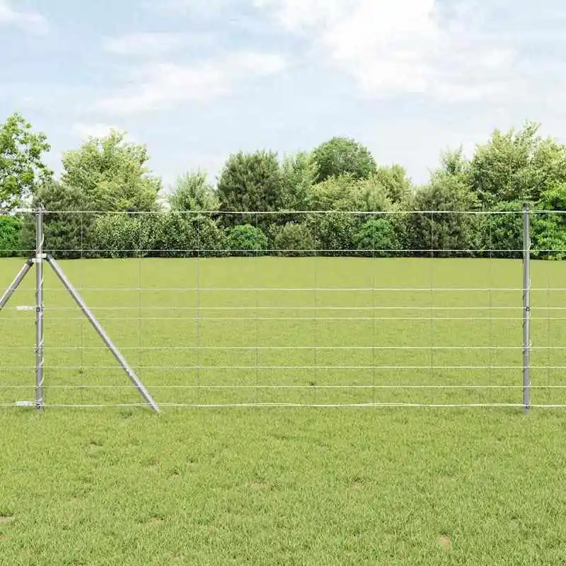 Panneau de clôture en acier galvanisé argenté 50x100cm - Grillage rigide antivol et anticorrosion, barrière de protection de sécurité pour jardin extérieur, haute résistance, montage facile, clôture métallique durable