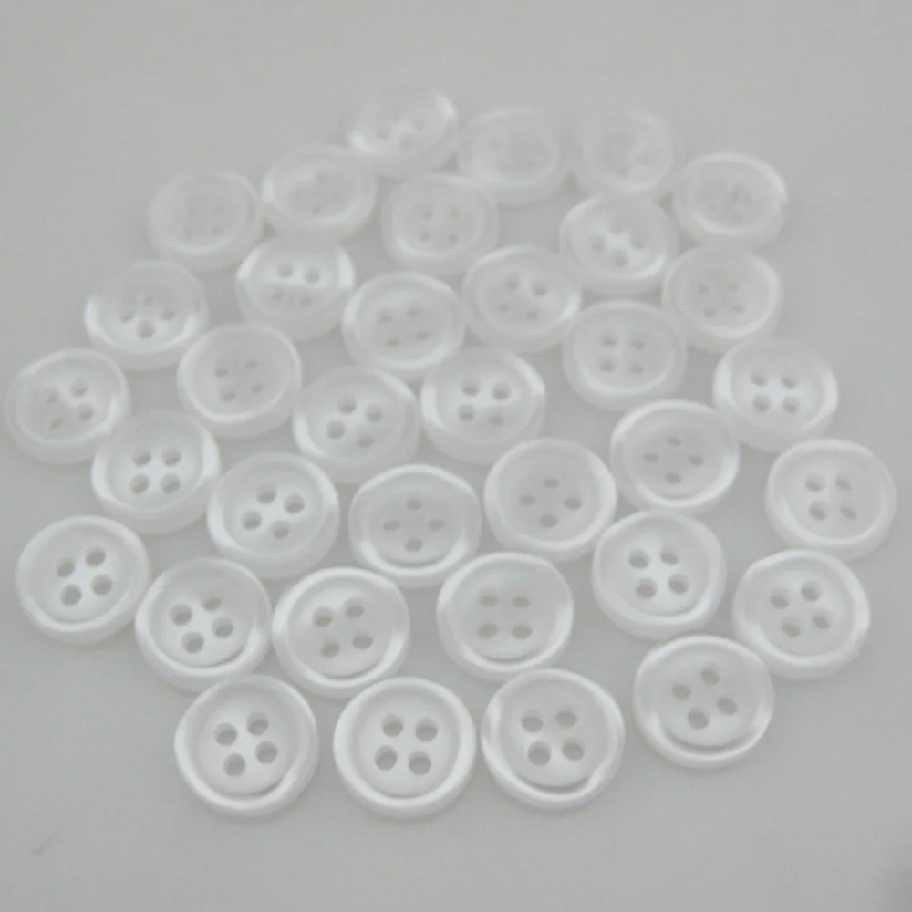 NBNKLA 50Pcs Clear Color 10MM Round Shirt Buttons 4 Holes DIY Sewing Clothes Accessory