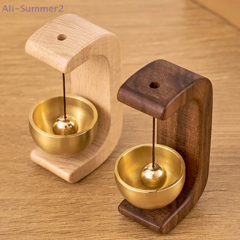 {MX} Magnetic Wooden Brass Bell Gentle Sound Entrance Alert Bell For Home Shop Cute Room Door Decoration Jingle Hanging Chimes