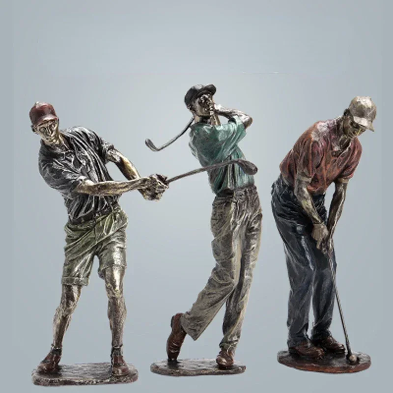 Vintage Golf Figurine Statue Golfer Decorative Sculpture Resin Ornament Modern Art Home Shelf Office Living Room Desk Decoration