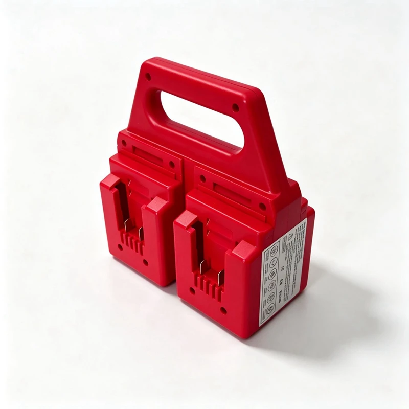 DT23 4-Slot Battery Storage Rack for Worx 18V Lithium Battery, Portable Battery Holder Organizer, EU Plug, Workshop Tool