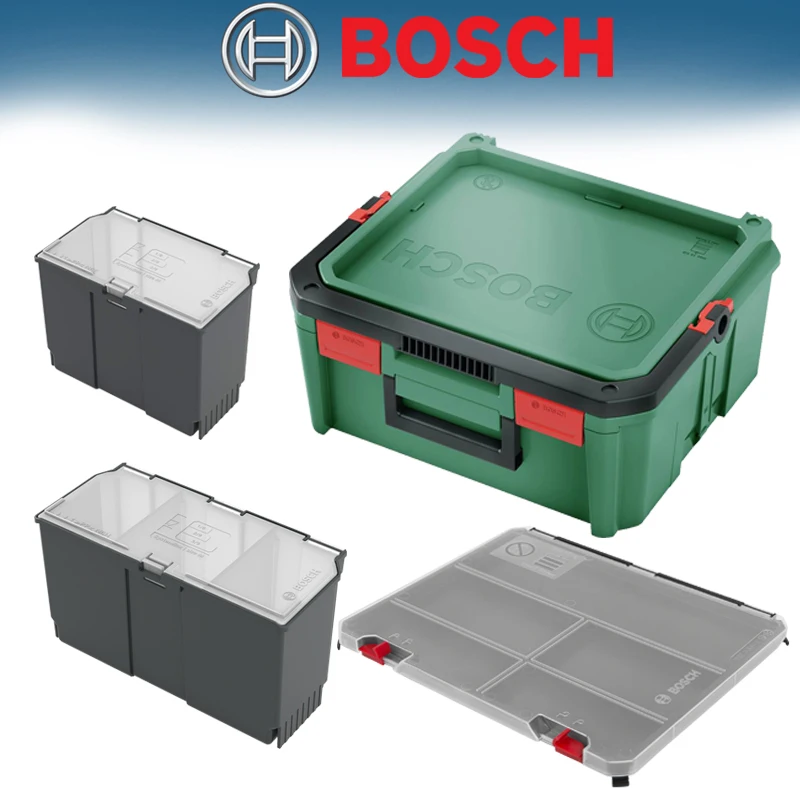 BOSCH 단일 시스템 박스, M 사이즈, 쌓을 수 있는 연결 가능, 편리한 운송, 대용량 DIY 보관 도구 상자