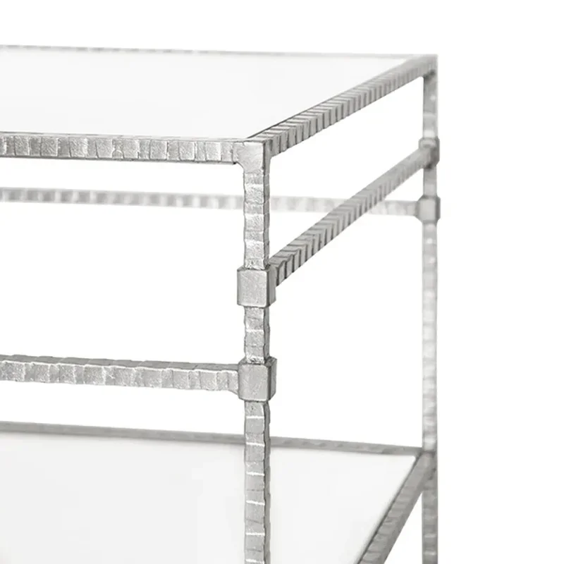 طاولة قهوة مزدوجة الطبقة من الحديد المطاوع بتصميم عتيق على الموضة الأمريكية، فيلا فندق/غرفة نموذجية طاولة قهوة فاخرة خفيفة