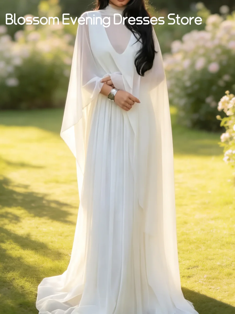 Classic High Collar Cap Sleeve Full Sleeve Pleat Straight Bride Wedding Dresses Bridal Gowns Customized