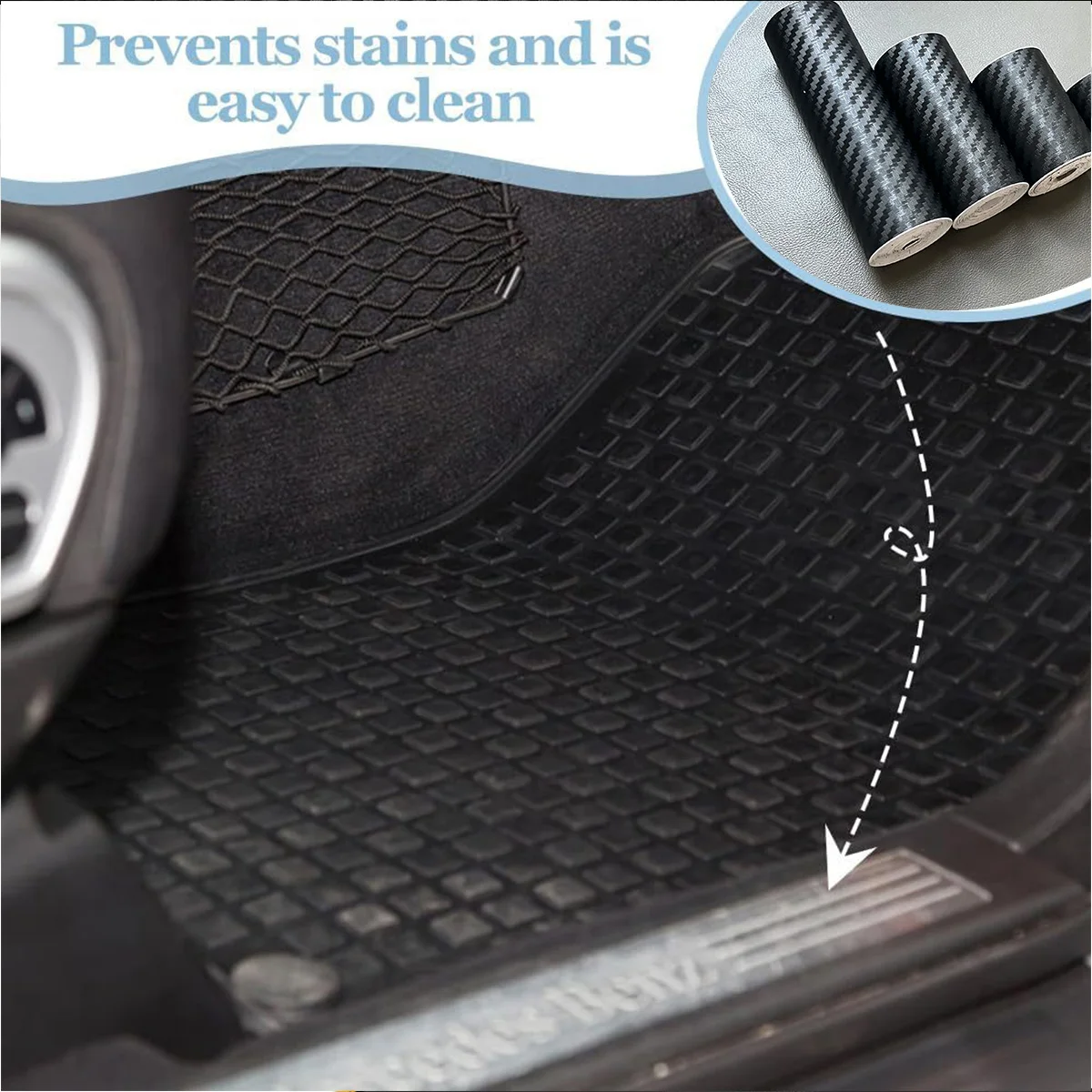 حافة باب السيارة المضادة للخدش الشريط الأسود ثلاثية الأبعاد نانو ألياف الكربون مقاوم للماء العالمي الجانب مرآة حامي قطاع الفيلم #4