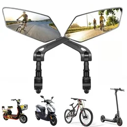 360° Rotatable Bicycle Rearview Mirror Adjustable Wide Angle Handlebar Mirror for MTB E-Bike Motorcycle Safety Accessory