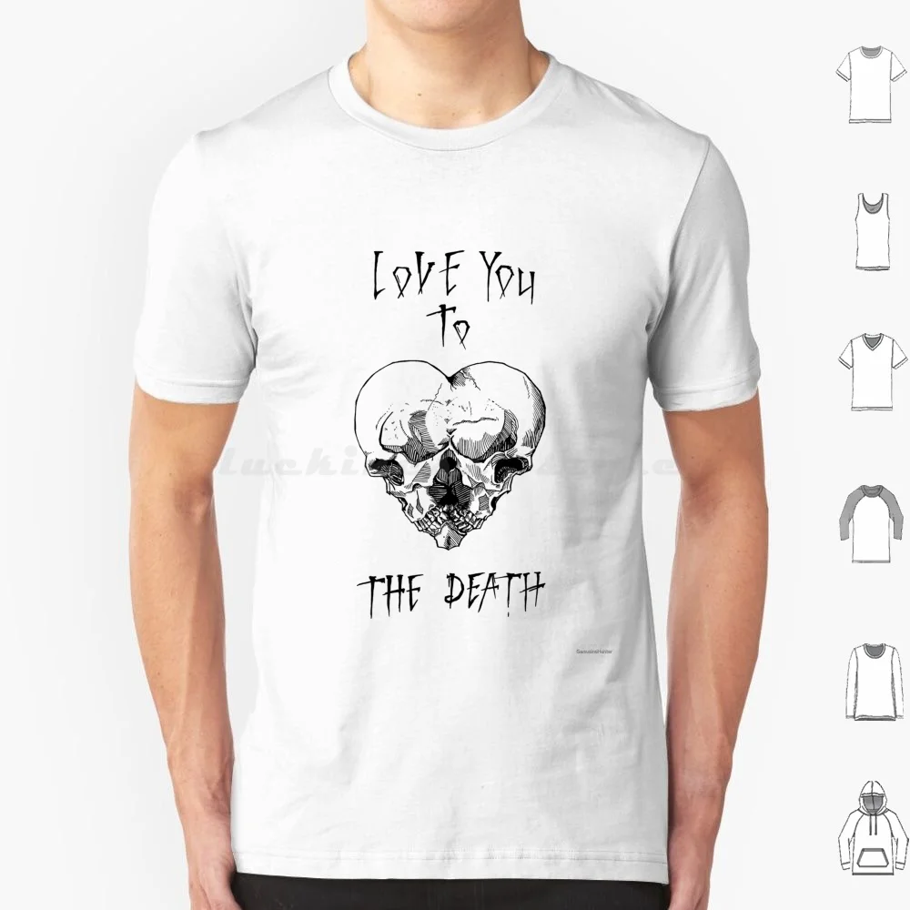 Camiseta Love To The Death talla grande 100% algodón Día de San Valentín San Valentin corazón Corazón Calavera Creepy Siniestro
