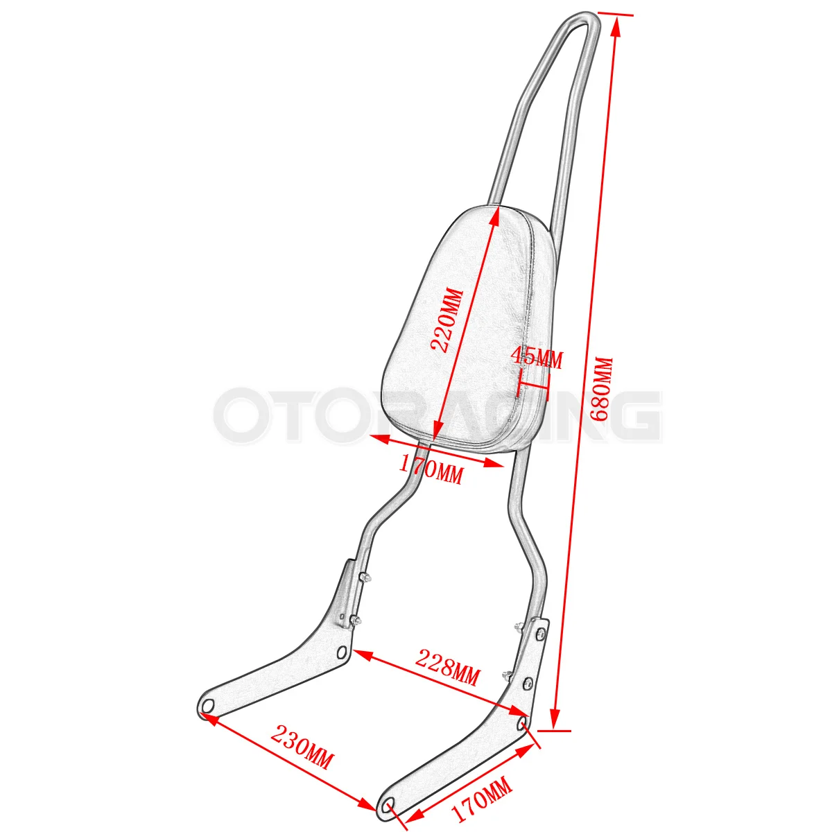 Motorcycle Black/Chrome Passenger Backrest Sissy Bar For Honda Rebel 250 CA250 CMX250 CMX250C
