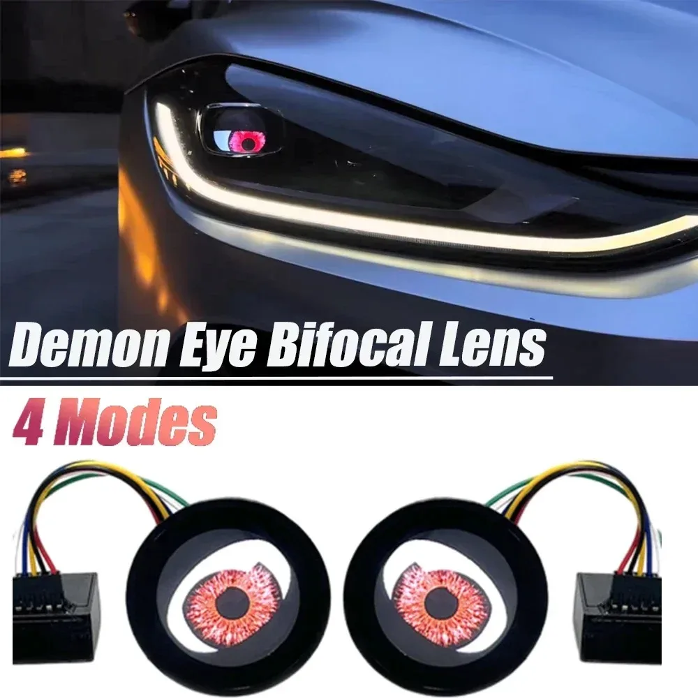 

New Type 12V LED Red/Green/Ice Blue 4 Model Devil Eyes Light Car Headlight Special Amosphere Light WiFi Control Kit Acc