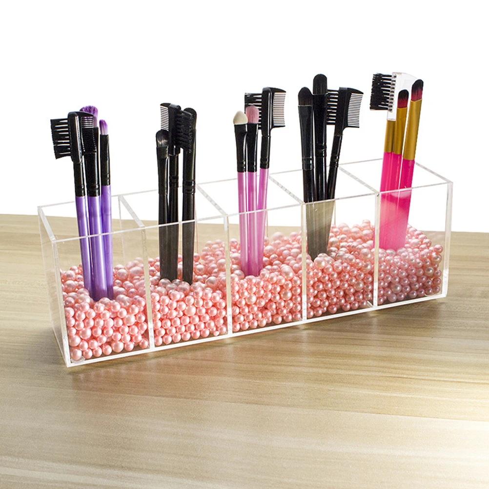 

Makeup Box Caddy Office Stationary Holder Desk Pen and Brush Acrylic Pencil Multi Compartment Foundation