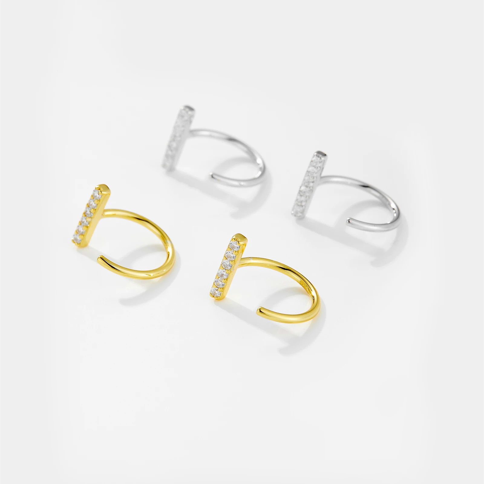 ANDYWEN 925 Sterling Silver Gold No Clips Stud Earring Thread Ear Pin Women Small Tiny Lucky Eye Zircon CZ Mini Fine Jewelry