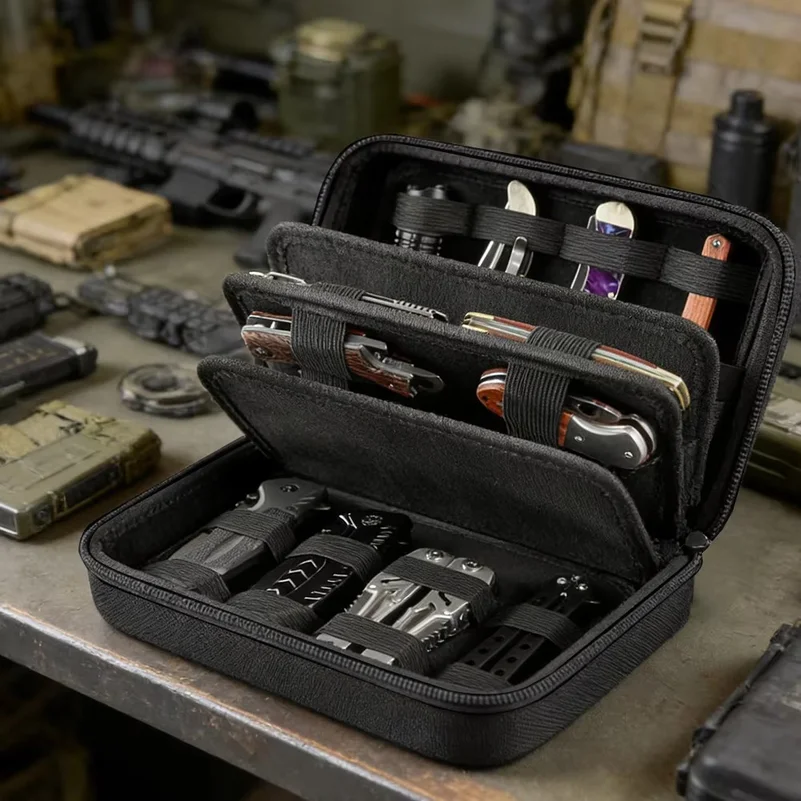 Tactical Knife Storage Bag 24 Knives Display Case Pocket Knives Collection Box Folding Knife Organizer Pouch EDC Tool Pouch view 6