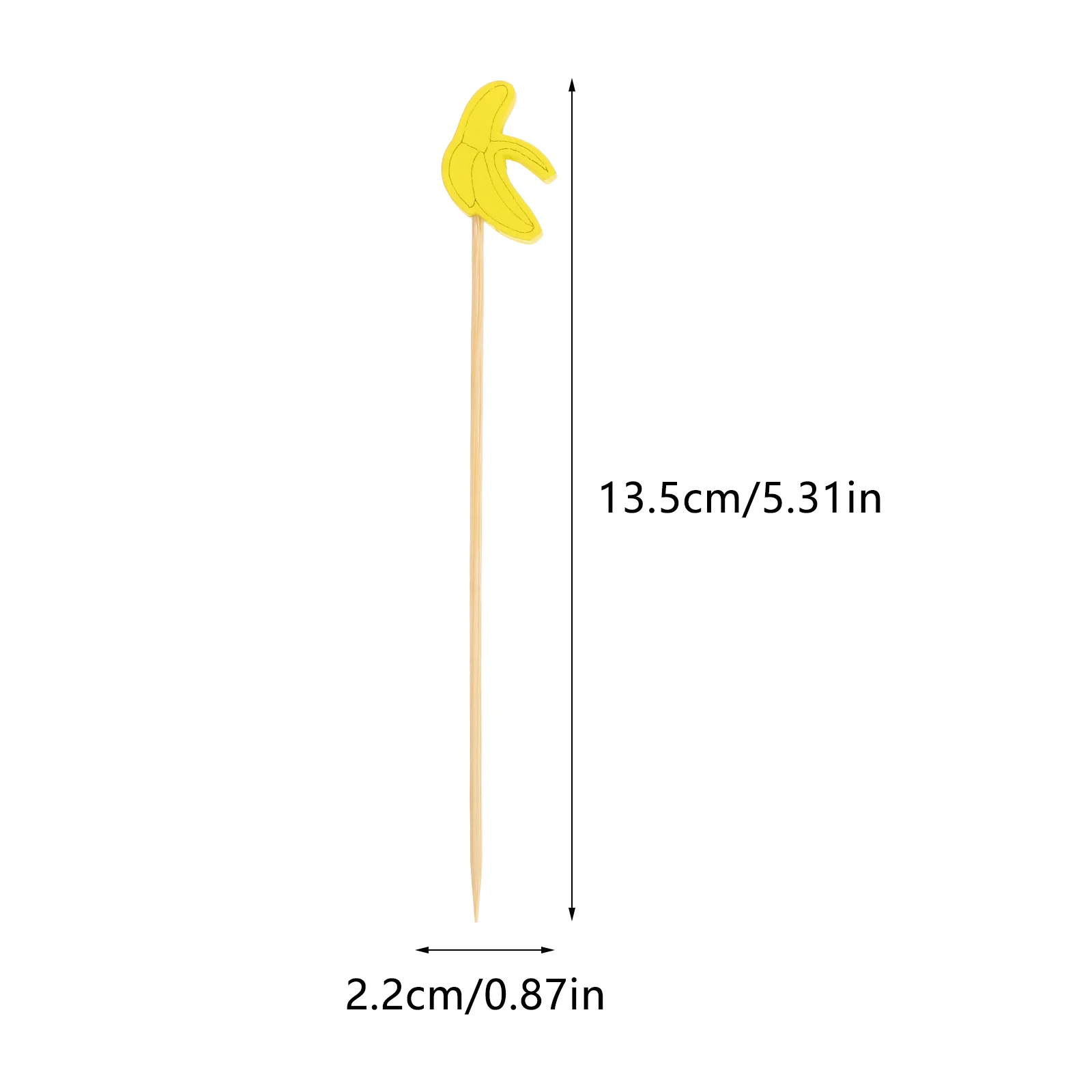 100 Uds. Púas para pastel de fruta y plátano, tenedores de bambú, palillos de dientes, suministros para banquete, cóctel amarillo