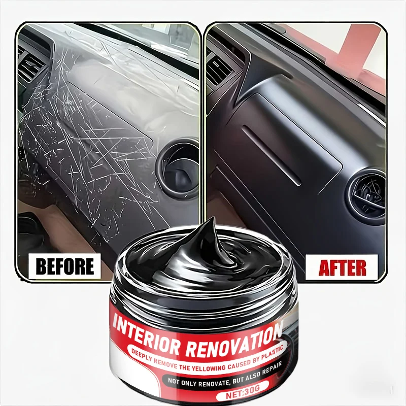 Car Interior Refurbishment Wax - a Car Repair Tool Kit Designed Specifically for Car Doors, Dashboards, Steering Wheels, and All Exterior Black Plastic Components