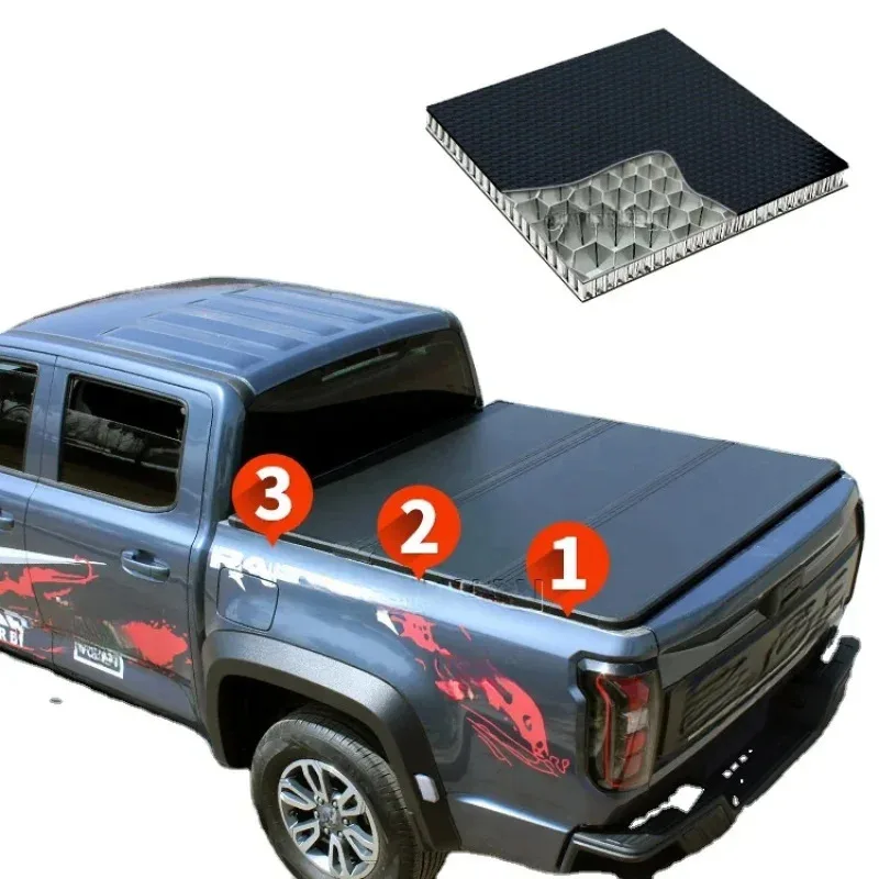 Hard Folding Pickup Tonneau Cover Tri-fold Truck Bed Covers - Easy Access to Cargo Bed with Three Folding Positions