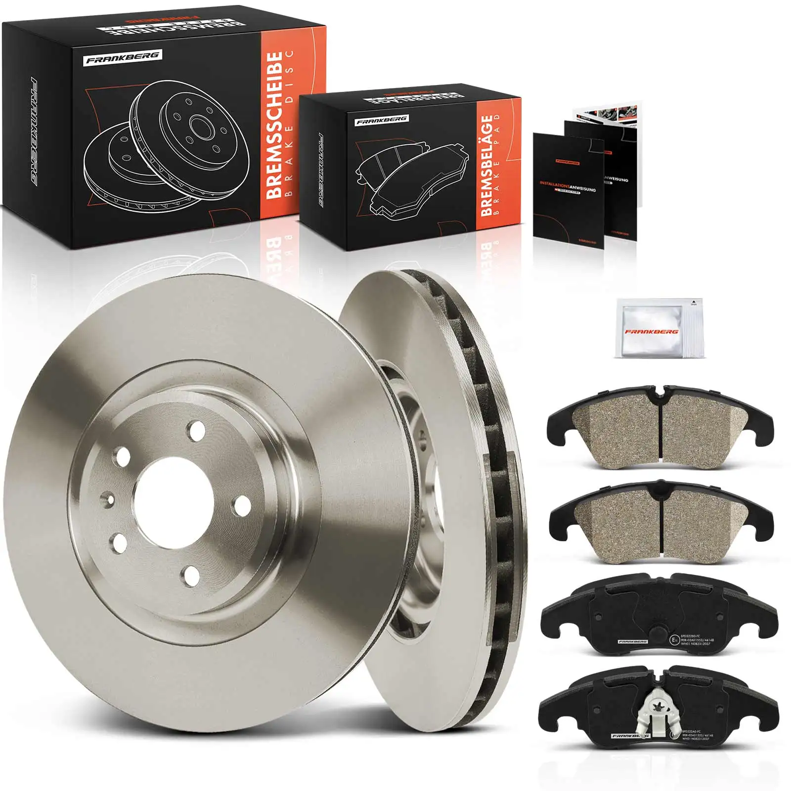 Frankberg 2x Remschijven 4x Remblokken Vooras Voor Audi A4 8K2 B8 8K5 B8 A5 8T3 8F7 8TA Q5 8RB 8K0615301M 8K0698151J