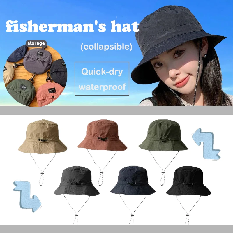 Chapeau de pêcheur pliable réglable, Protection UV, casquette d'extérieur légère pour randonnée, pluie, coupe-vent, séchage rapide, pour hommes et femmes