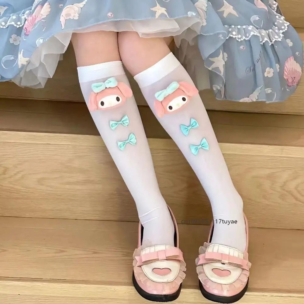 سينامورول كورومي دمية القوس الأطفال الجوارب لوليتا Kawaii أنيمي ميلودي الصيف الحلو لطيف الكرتون رقيقة كومة جورب لوليتا العجل الجوارب