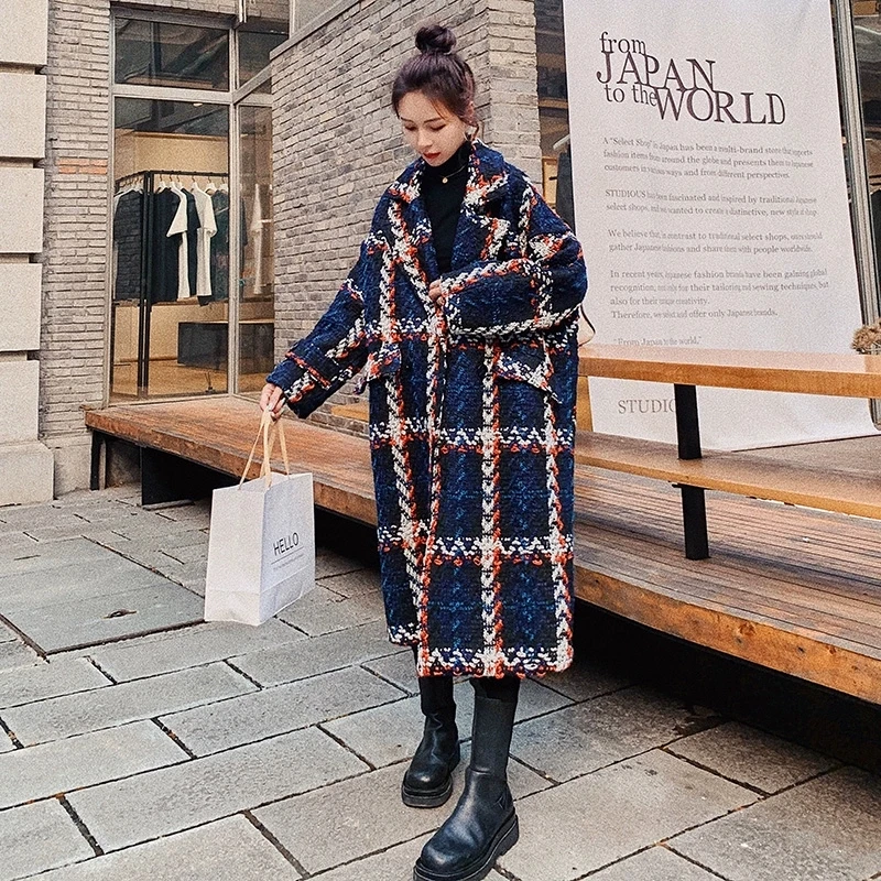 سترة صوف متقلب جديدة لشتاء 2026 للنساء الطبعة الكورية تصميم على الموضة معاطف خشنة مُزينة بالزهور معطف طويل للسيدات #1