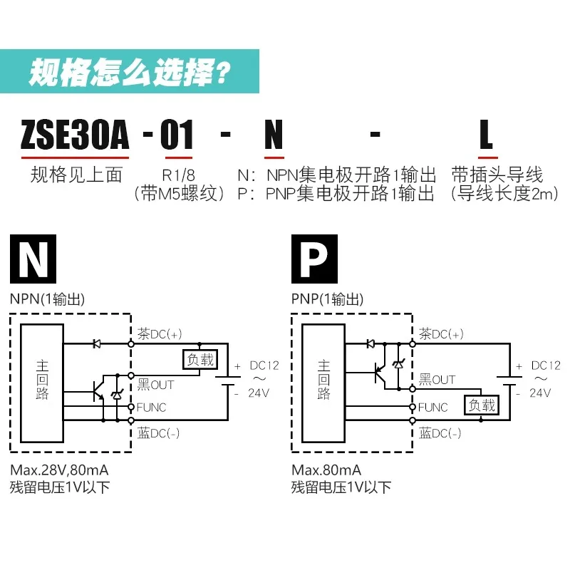 Digital Pressure Switch ISE30A/ZSE30AF-01-N-L/P/AML Vacuum Negative Pressure Sensor