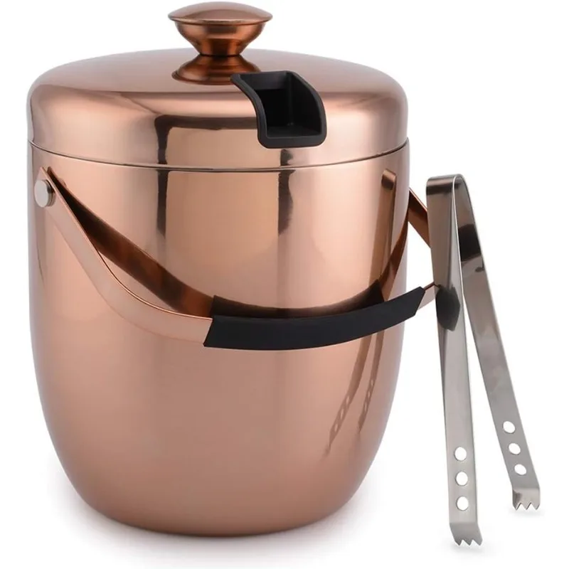 

Ice Bucket - Double Walled Stainless Steel Ice Bucket - Wine Bucket with Tongs & Thickened Lid (3 L) - Portable Chiller