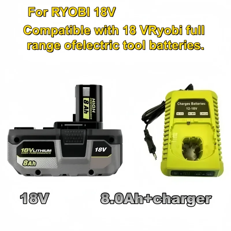 

2026 Used For RYOBI High-performance Lithium battery 18V low Self Bischarge, Suitable For all tools P104, P107 P109 P108