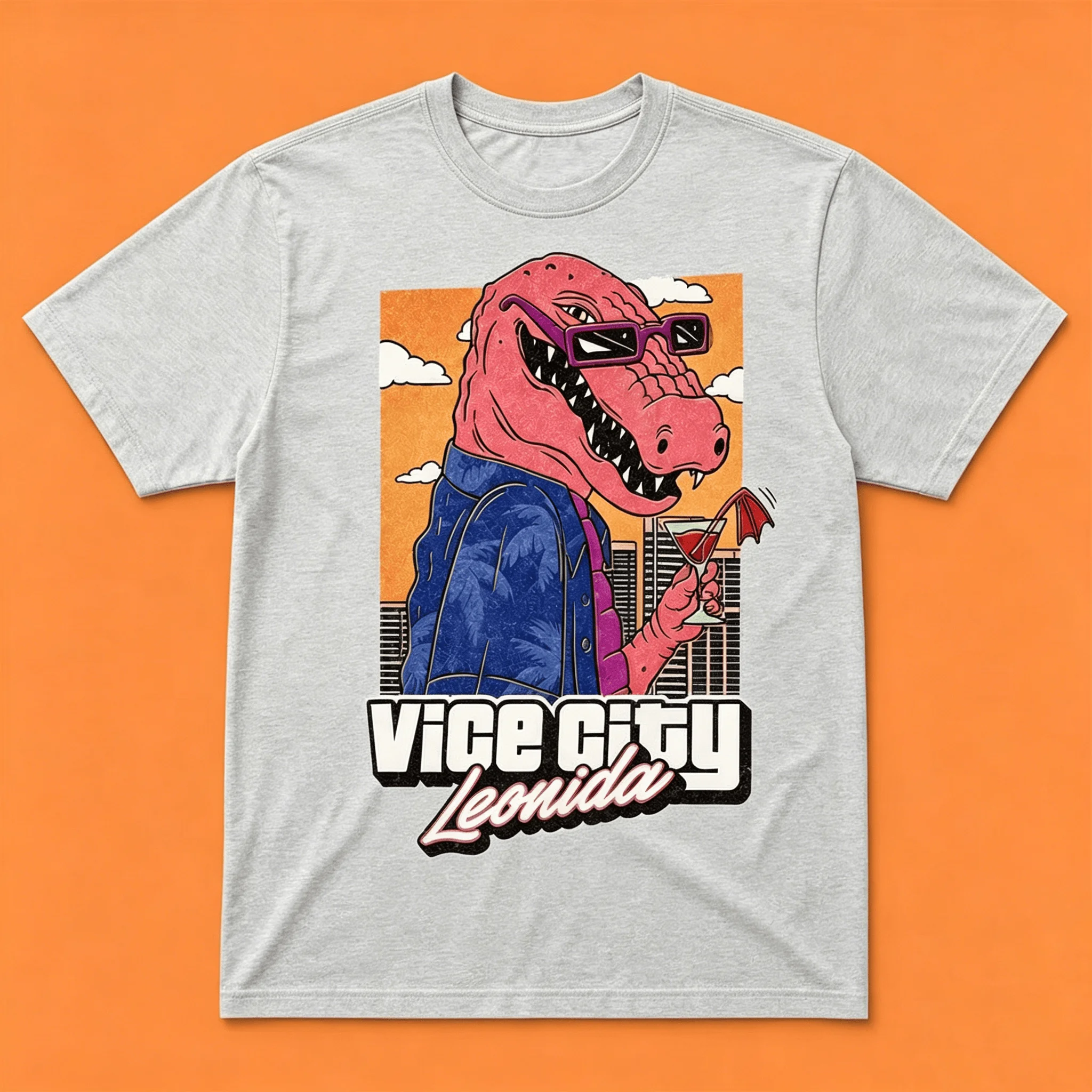 Jason Vice City Leonida Alligator Bedrucktes 2026 Neues T-Shirt aus Baumwolle für Herren und Damen, beliebtes Streetwear-Freizeit-T-Shirt, lässiges Oberteil – Detail 10