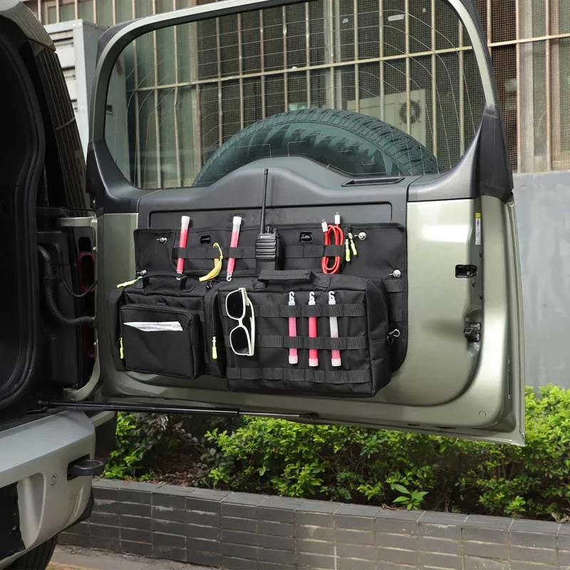 لاند روفر ديفندر/L663 90 110 130 2020 2021 2023 الباب الخلفي حقيبة للحمل سيارة الخلفي الباب الخلفي حقيبة للحمل حقيبة التخزين قماش القنب 6 قطعة #4