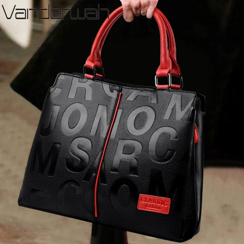 

Ladies Quality Leather Letter Shoulder Bags for Women 2024 Luxury Handbags Women Bags Designer Fashion Large Capacity Tote Bag