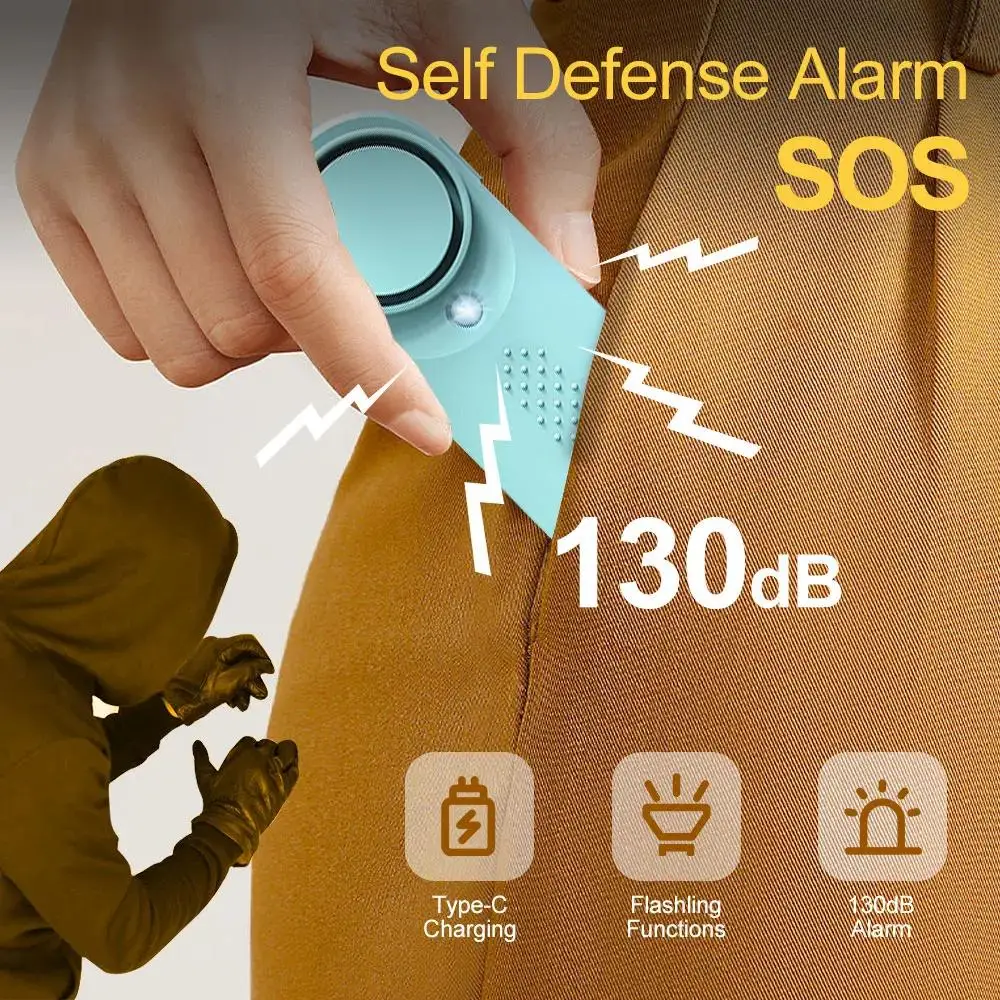 130dB Protect Alert Personal Alarm for Women Self Defense Personal Defense Siren Anti-attack Security for Children Girl Carrying