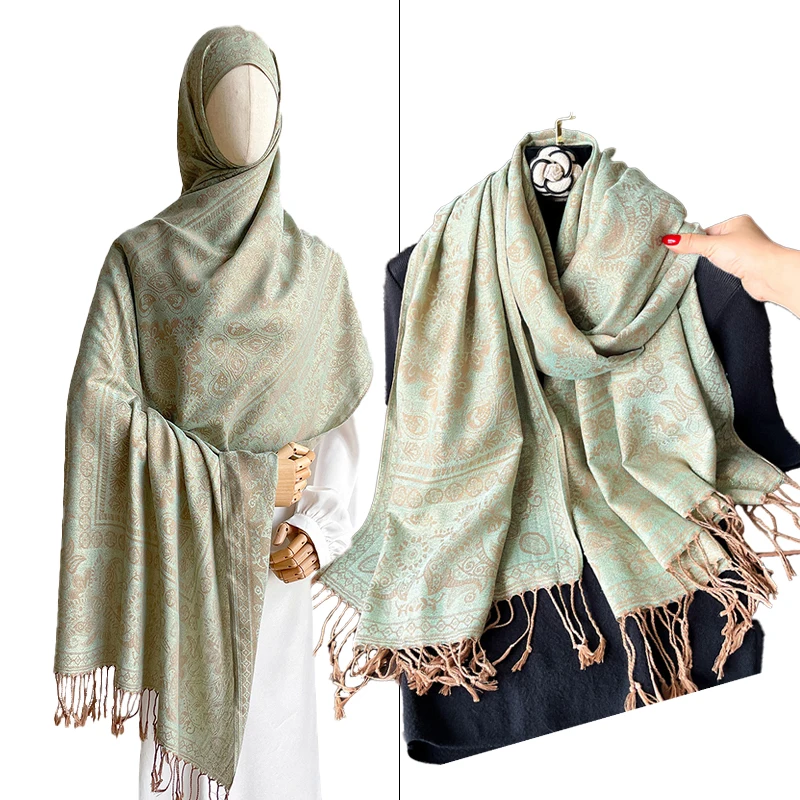 

Tassel Blanket Design Pashmina New Autumn Warm Shawl Wrap Jacquard Cashmere Scarf Women Neckerchief Poncho Stoles 2025 Headband