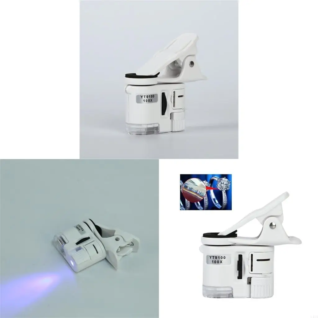 L43A Handheld Microscope Lens with Bright LED Currency Detection Tool Jewelry Appraisal Microscope Science Exploration Tool