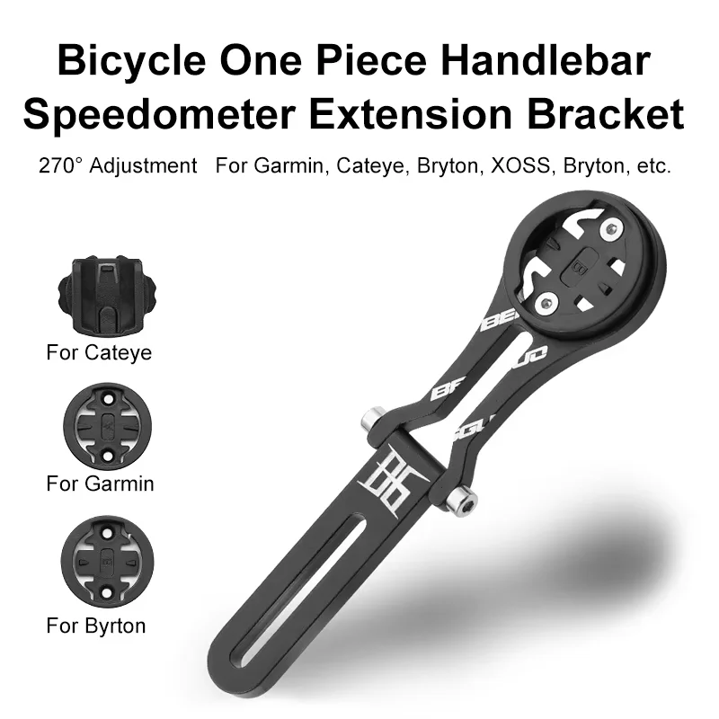 Image of Fahrrad-Computerhalterung aus Aluminiumlegierung für Rennräder, integrierter Lenker-Computerhalter, verstellbarer Winkel für Garmin/Bryton/Cateye