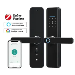 Tuya ZigBee Smart Door Lock, APP Controle Remoto, Eletrônico Biométrico Fingerprint Desbloqueio, Digital Inteligente Elétrica Senha Bloqueio