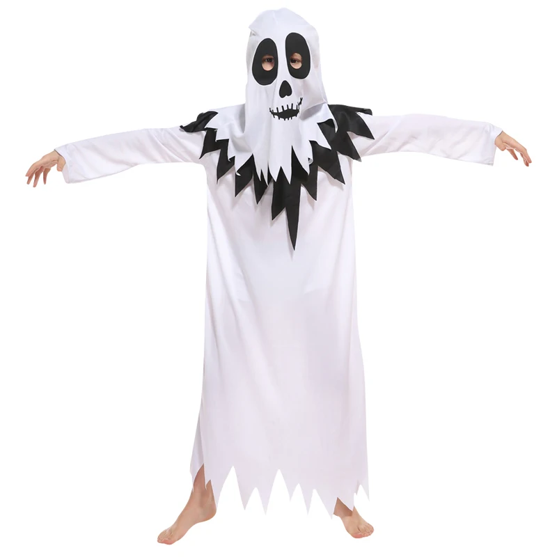 Disfraces de Halloween para niños, capa con capucha de miedo fantasma, vestido de fantasía para niña, mono escalofriante, disfraz de truco o tratamiento