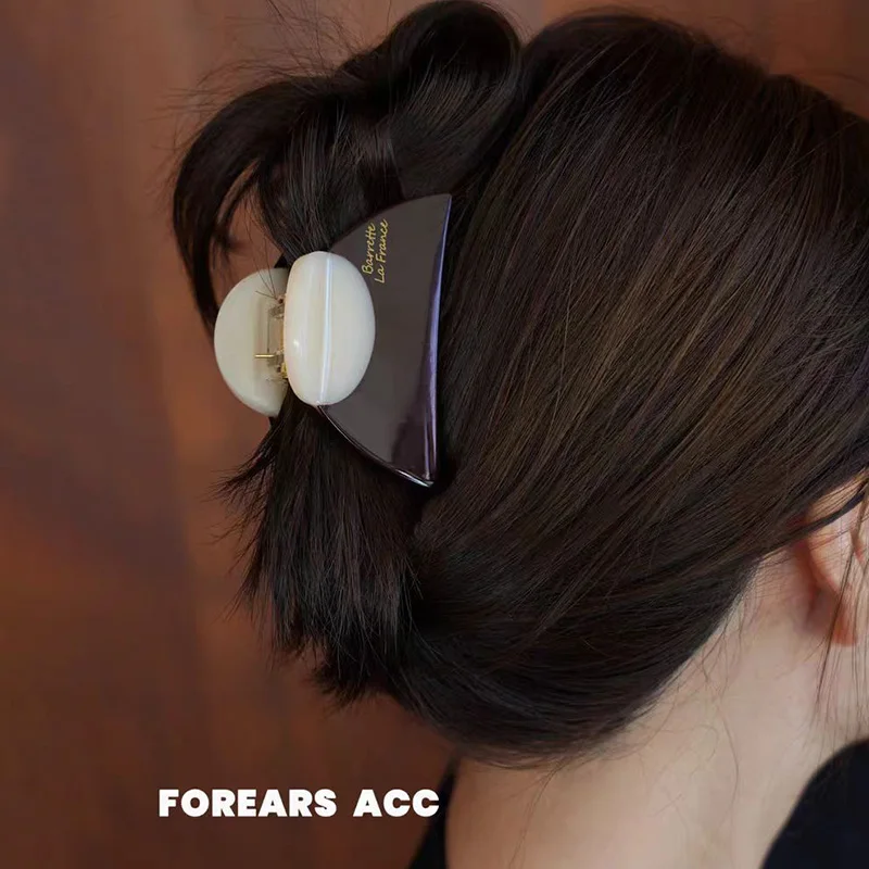 1 Stück Neue Verstärkte Acetat-Halbmond-Haarspange, Haifischklammer für Frauen, Modische Haarspange für den Hinterkopf. – Detail 11