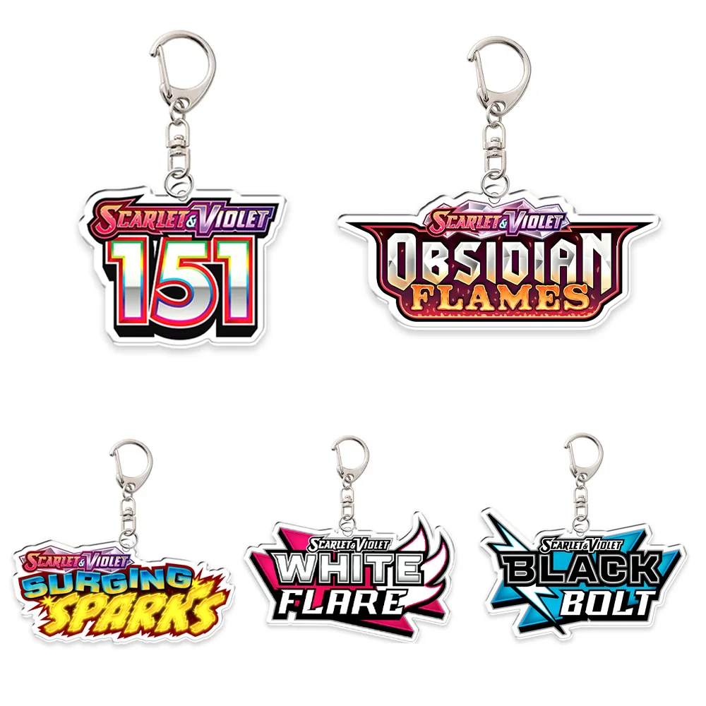 

Pocket Monster Ptcg Logo Anime Creative Acrylic Keychain Toys Scarlet Violet Diy Series Game Collection Card Pendant Kid Gift