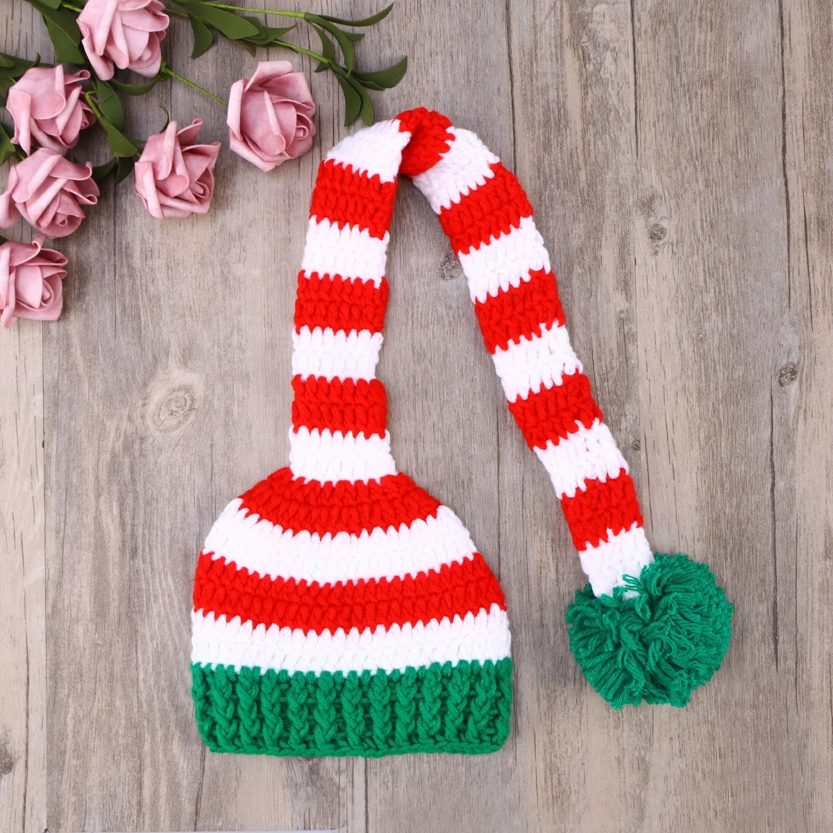 

Newborn Photography Hat Handmade Crochet Long Tail Beanie For 0-10 Months Babies Infant Photo Prop Breathable Knit Hat For