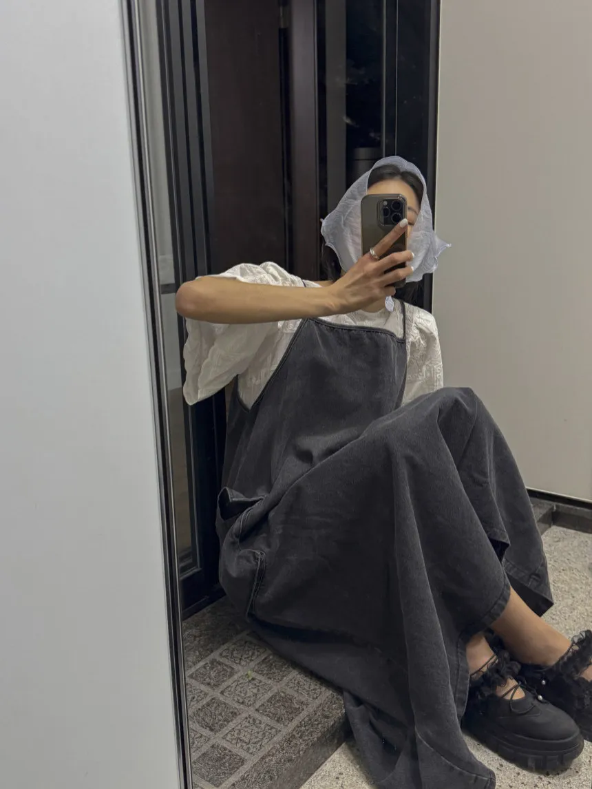 Chique oversized splice denim dr feminino verão commute sle svel redondo ne algodão longo dr na moda camadas