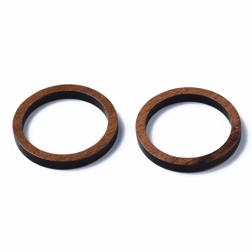 50Pcs Walnut Wood Linking Rings Brown Wooden Round Ring Circles Beads for DIY Pendant Connectors Macrame Craft Ornament 24.5x3mm