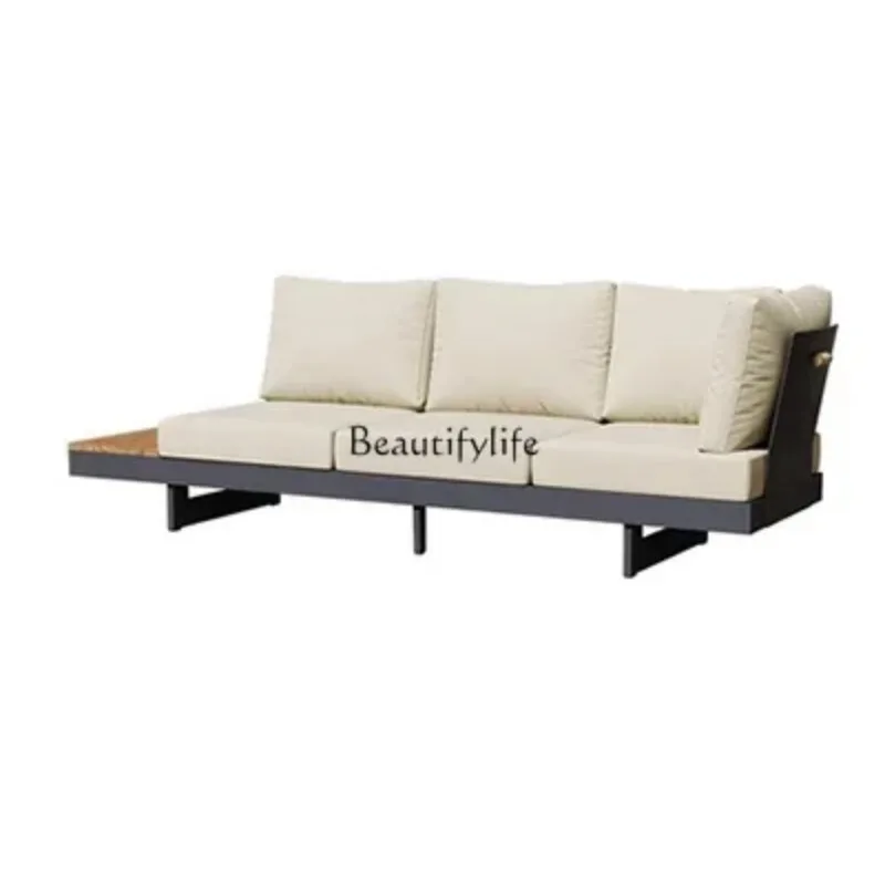 Teak outdoor sofa patio balcony garden villa hotel preservative wood rattan chair sofa furniture